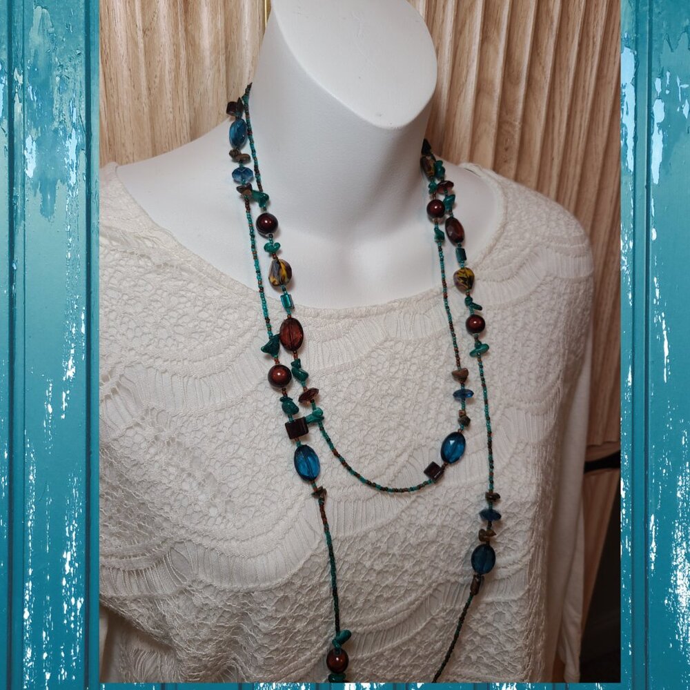 Boho Chic Multi-Color Beaded Necklace - 28”+ / Lightweight & Vibrant - Picture 2 of 7
